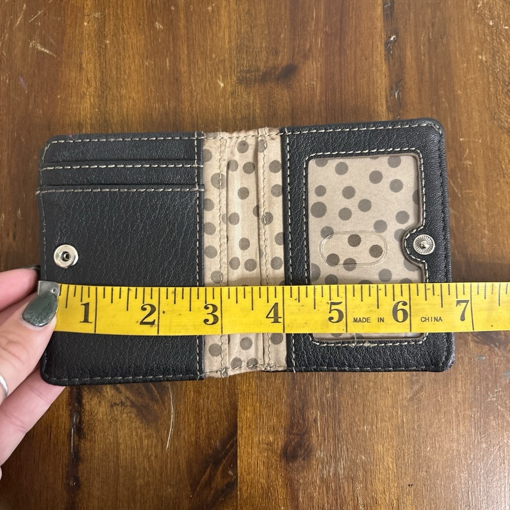 Relic Fossil Bifold Wallet Black Pebbled Faux Leather Coins Compartment Snap - Picture 7 of 7